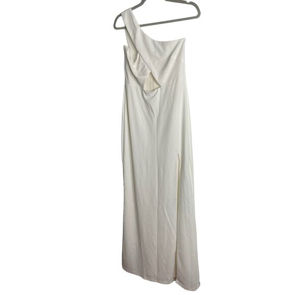 Nookie Bliss Cut Out Gown Maxi Dress One Shoulder Cut-Out Front High Slit Large - Picture 5 of 14